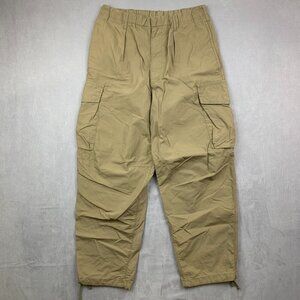 Uniqlo Mens Pants Small 27-30 Beige Cargo Wide Fit Parachute Baggy Tapered Tan